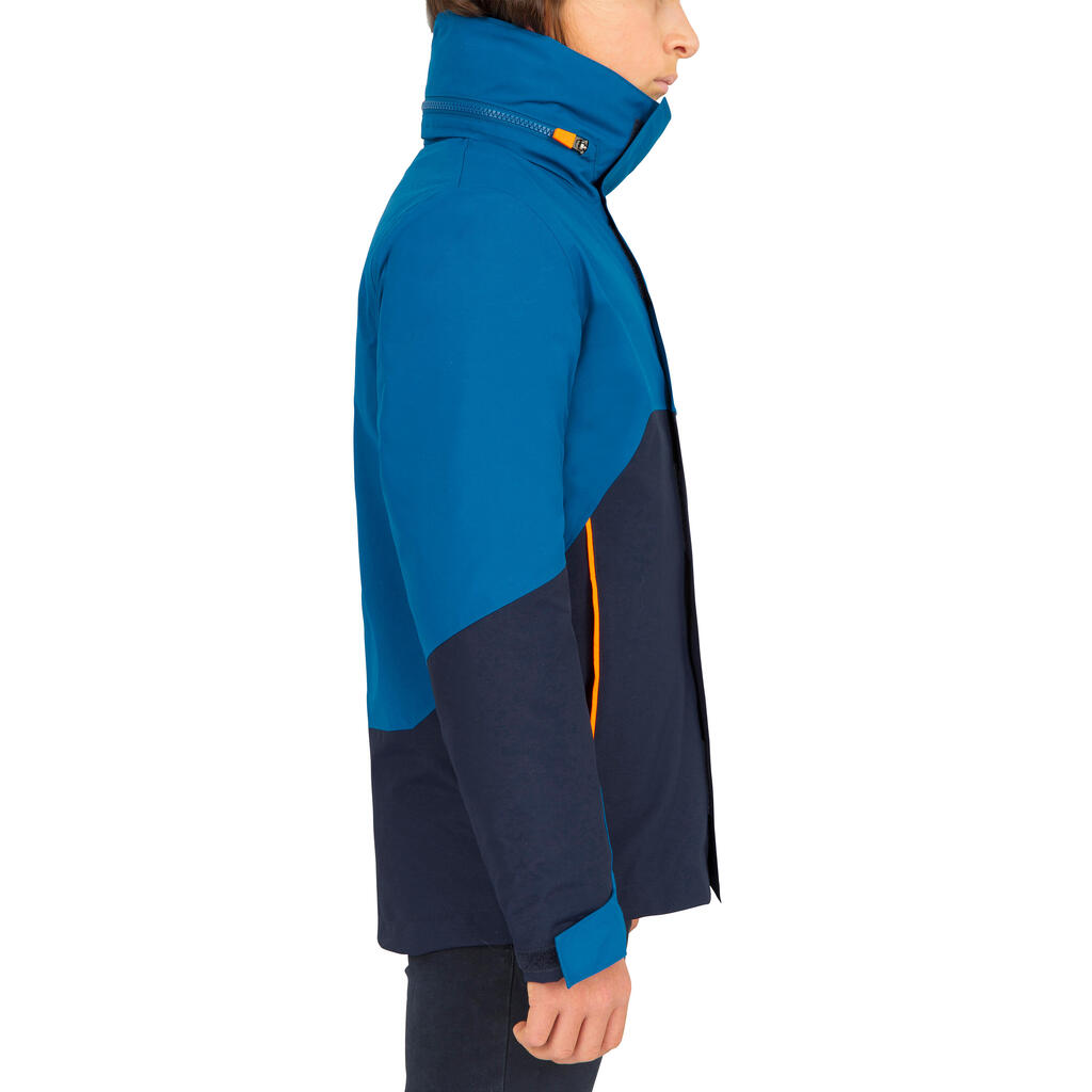 Regenjacke Segeln Kinder 300 wasserdicht petrol/blau