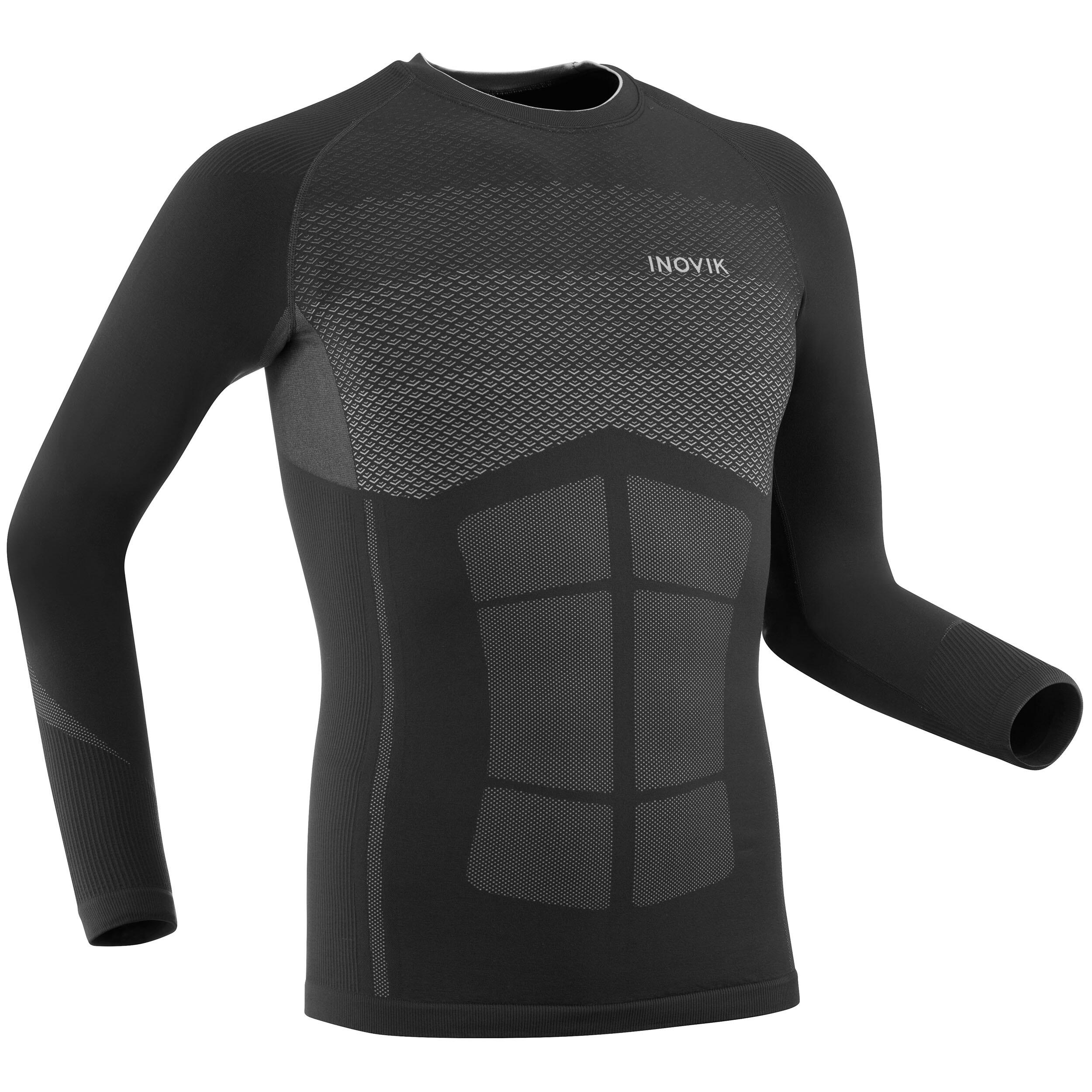 Men's Base Layer Ski Top - 900 Black - Carbon grey, Zinc grey