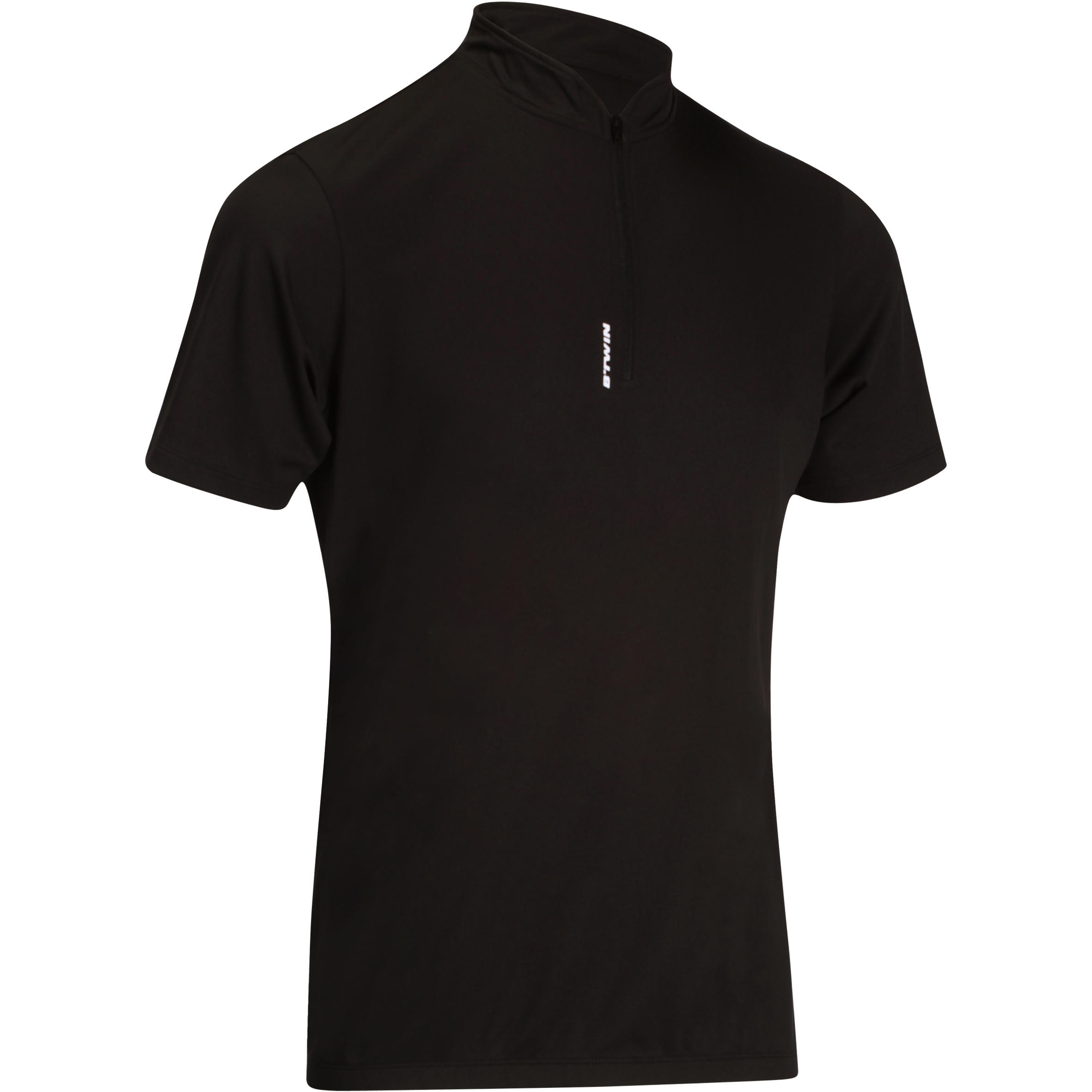 BTWIN Essential Road Cycling Short-Sleeved Jersey - Black