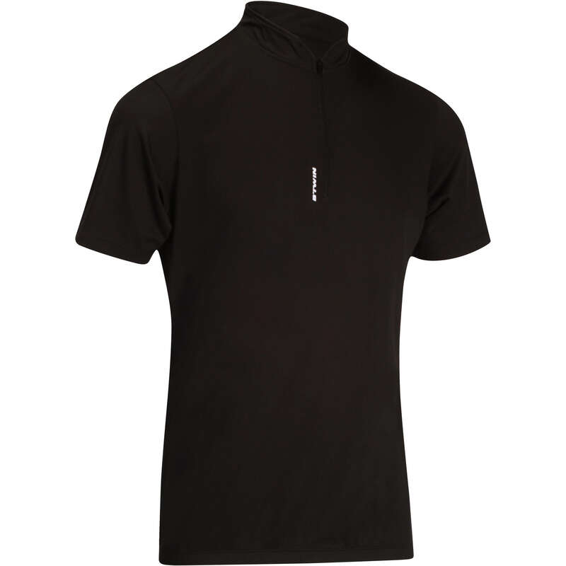 MEN WARM WEATHER ROAD CYCLING APPAREL Cycling - Essential Short Sleeve Cycling Jersey - Black B'TWIN - Cycling