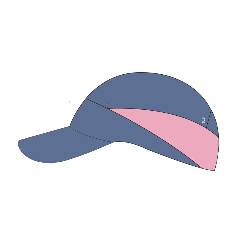 兒童跑步和田徑帽 Kiprun Dry+ - 丹寧藍和粉色