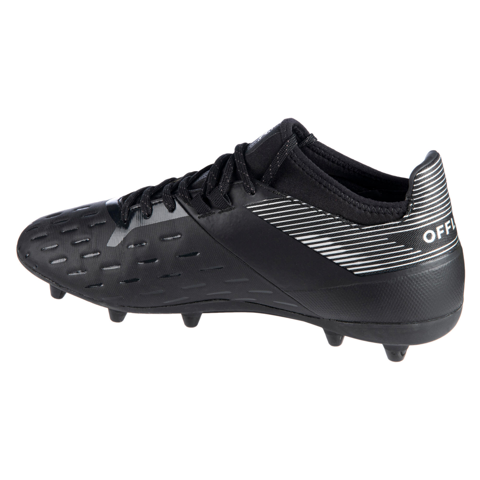 Rugbyschoenen voor heren RUGBY ADVANCE 500 FG vaste noppen droog terrein  zwart/grijs | OFFLOAD | Decathlon.nl