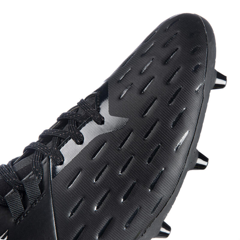 Chuteiras de rugby moldadas piso seco Homem - RUGBY ADVANCE 500 FG preto cinza