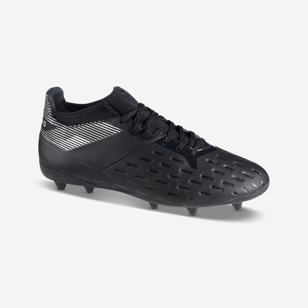 Damen/Herren Rugby Schuhe FG (trockener Boden) - Advance 500 schwarz/grau