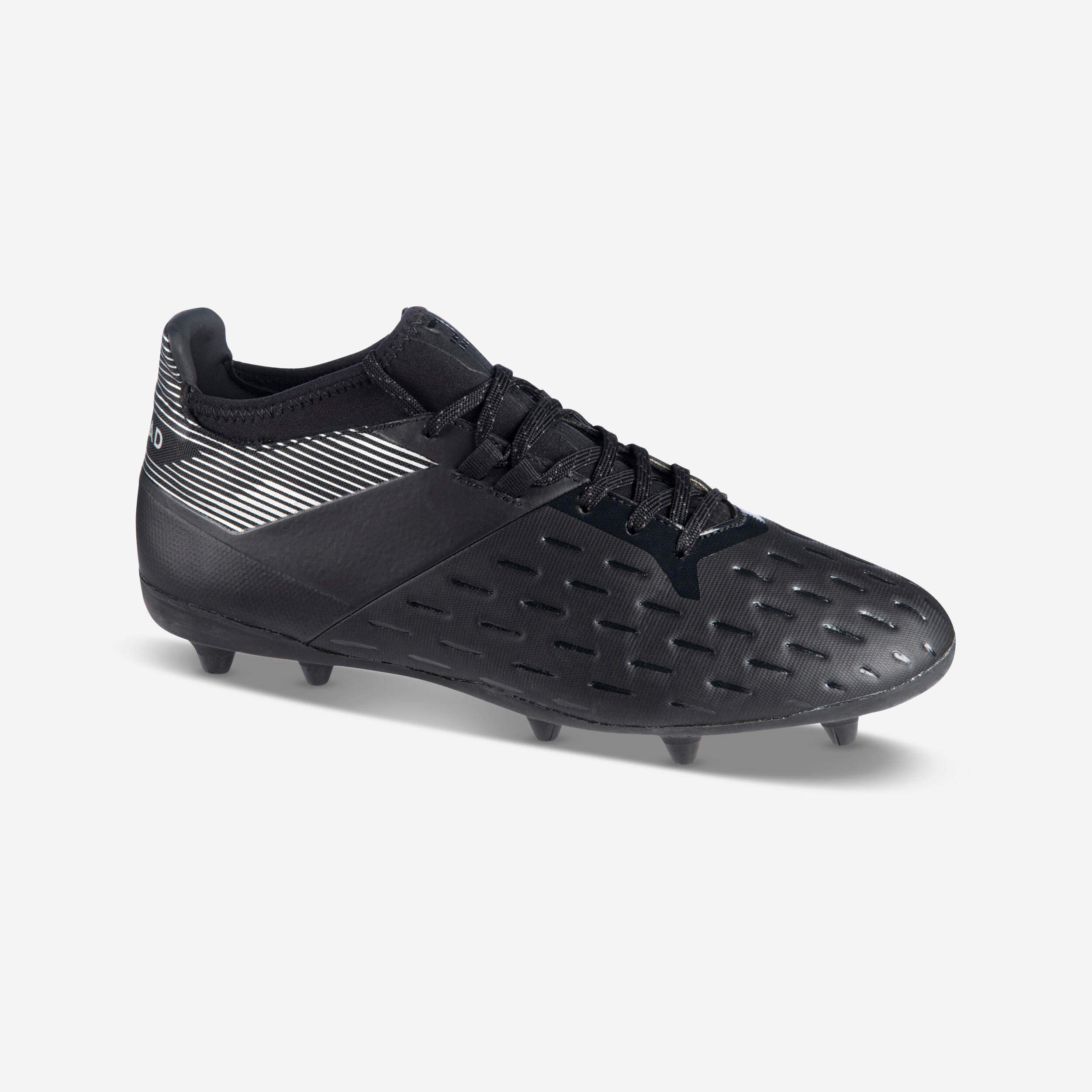 chaussures de rugby moulées terrain sec homme - rugby advance 500 fg noir gris - offload