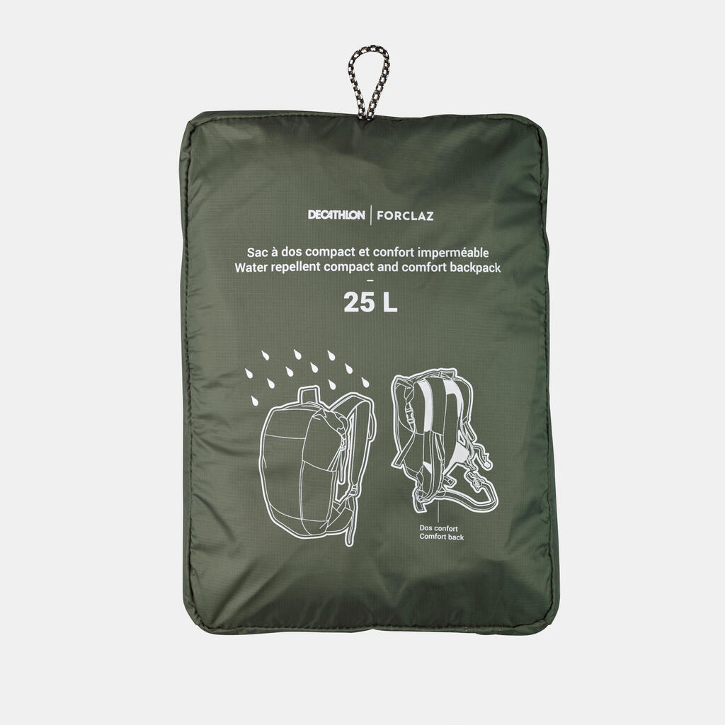 Skladný a nepremokavý cestovný batoh Travel 25 litrov kaki