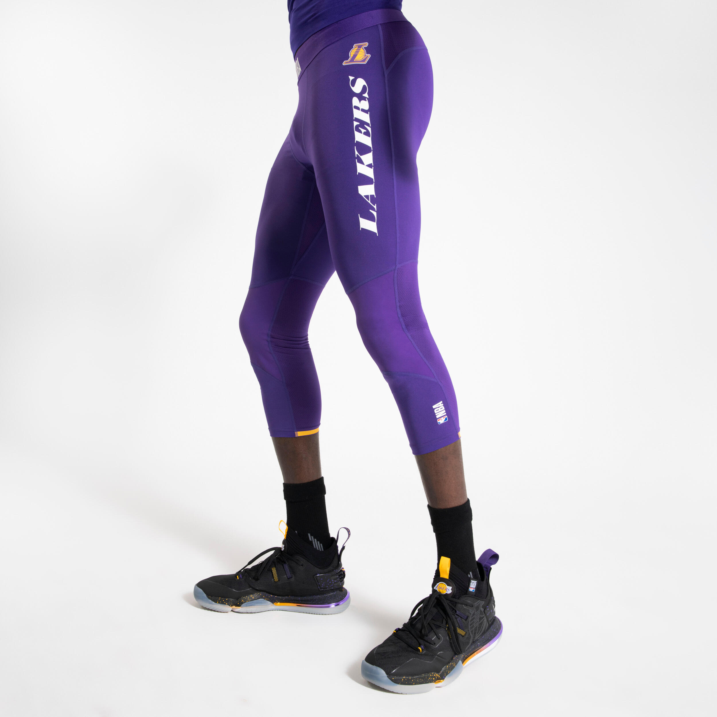 TARMAK Adult Basketball 3/4 Leggings 500 - NBA Los Angeles Lakers/Purple