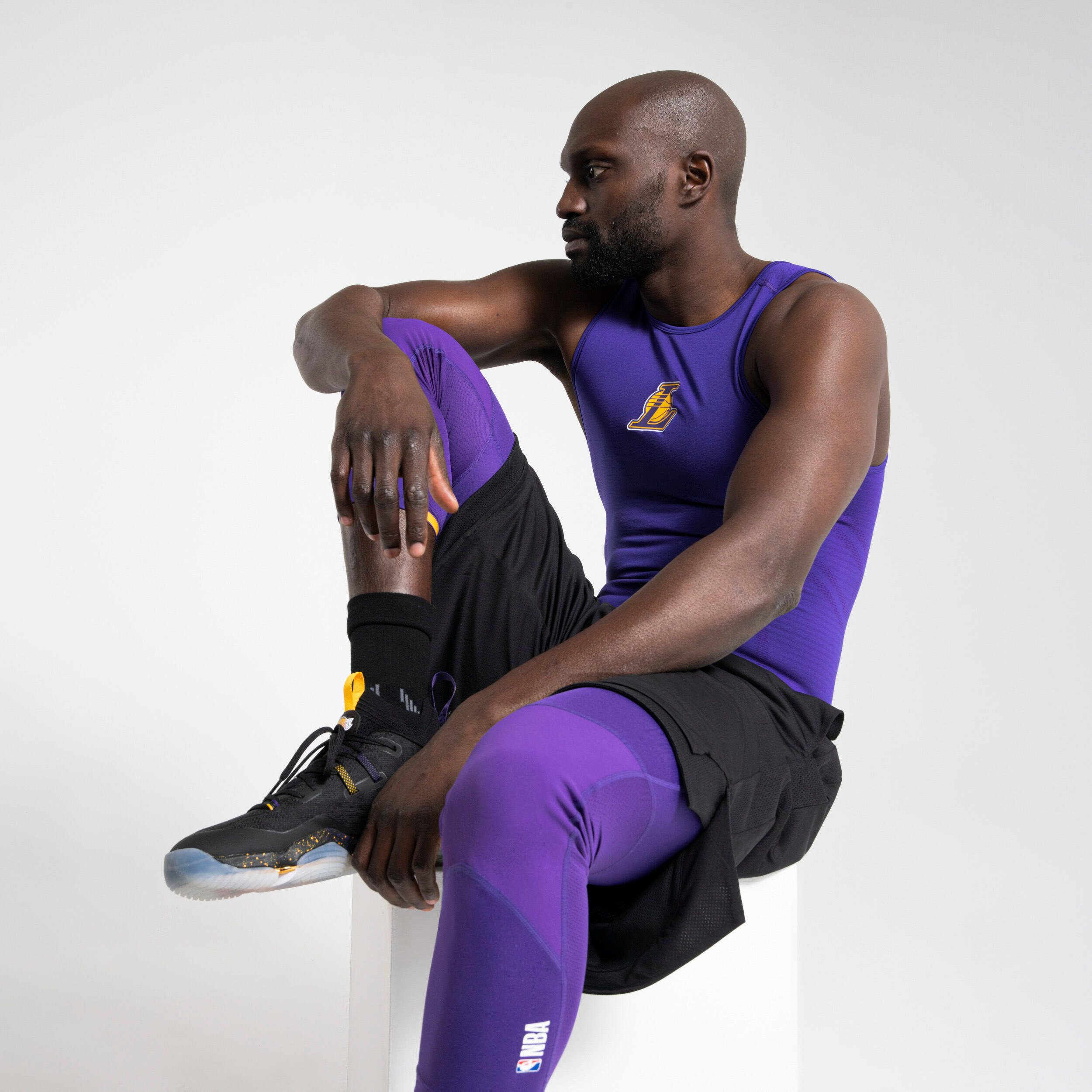 Adult Basketball 3/4 Leggings 500 - NBA Los Angeles Lakers/Purple 8/10