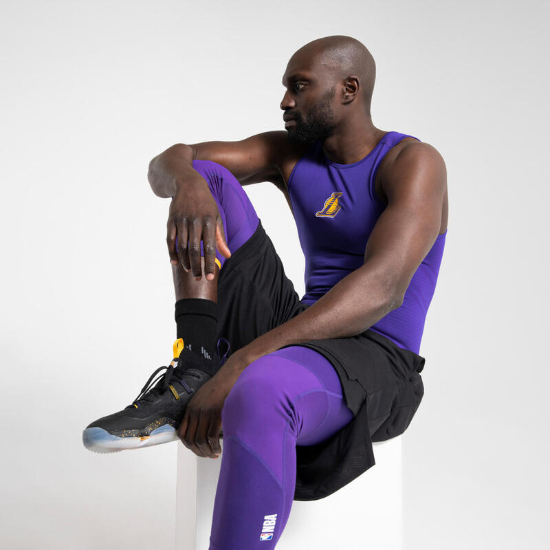 Legging 3/4 de basketball NBA Los Angeles Lakers Adulte - 500 violet