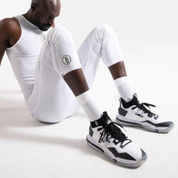 Adult 3/4 Basketball Leggings 500 - NBA Brooklyn Nets/White