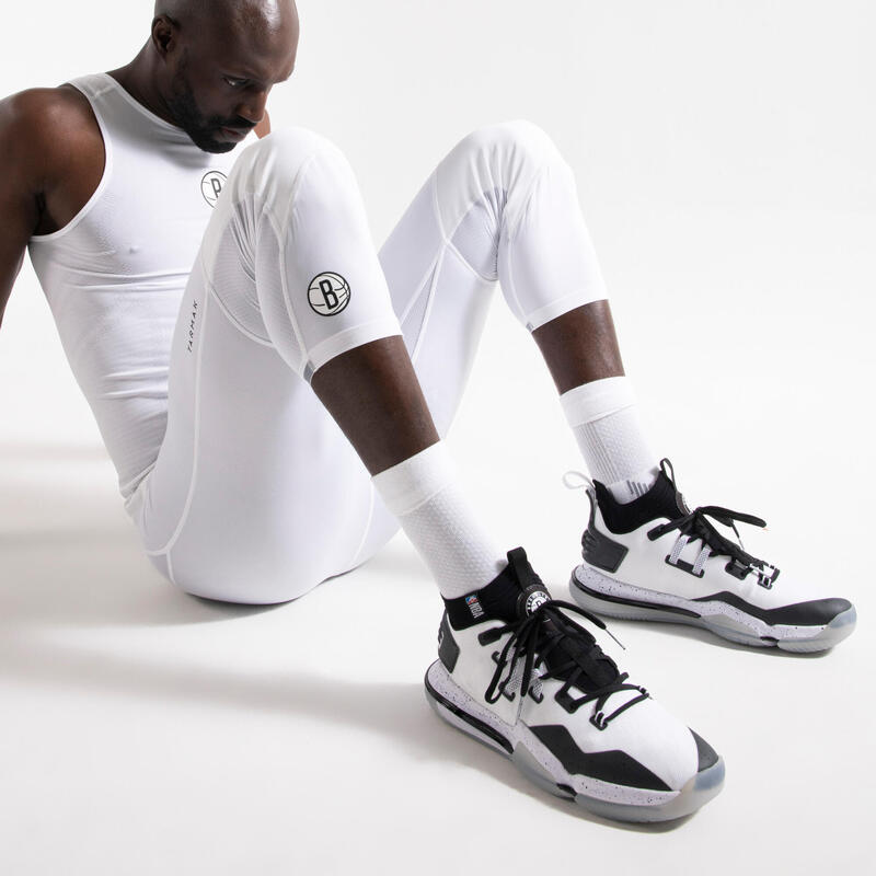 Legging 3/4 de basketball NBA Brooklyn Nets Adulte - 500 blanc