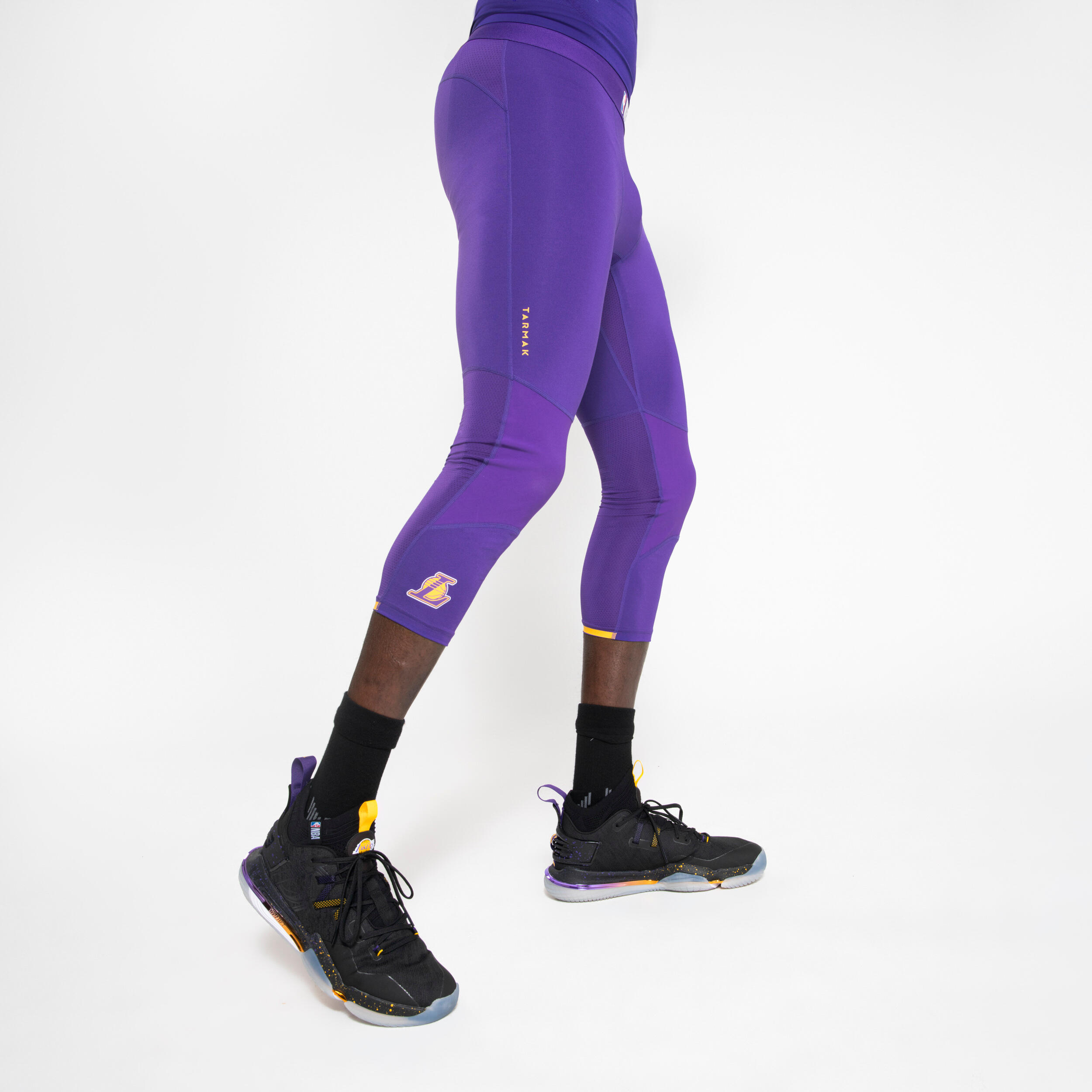 Buy Men'S Base Layer Capri Basketball Leggings - Purple/Nba Los
