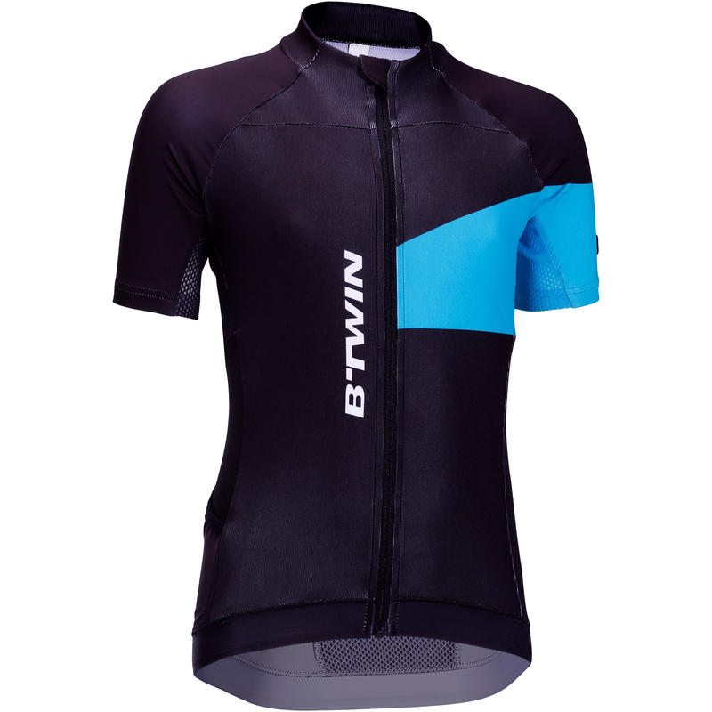 Maillot manches courtes vélo enfant 700 bleu Maillot manches courtes vélo enfant 700 bleu