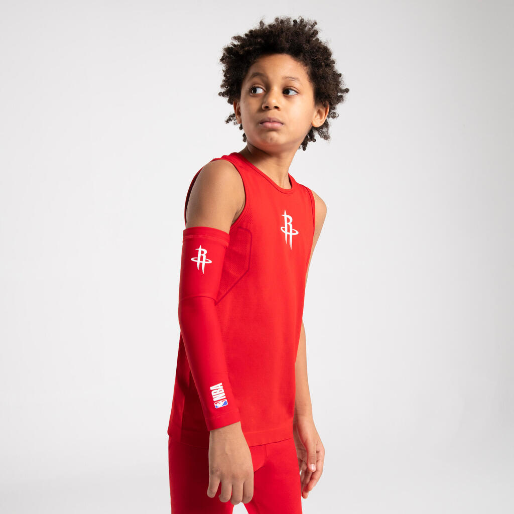 Kids' Basketball Base Layer Top UT500 - Red/NBA Houston Rockets