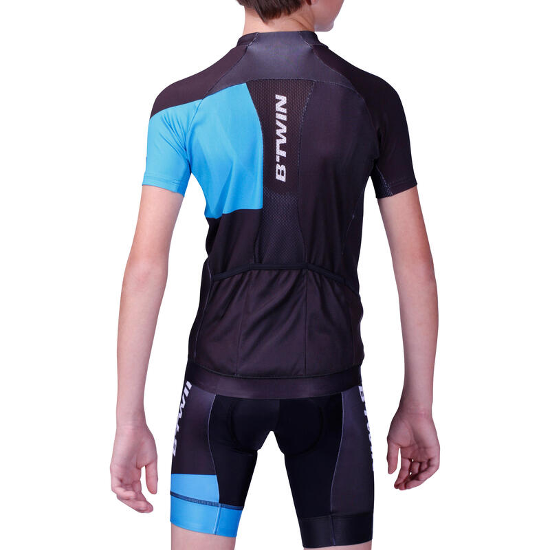 Maillot manches courtes vélo enfant 700 bleu