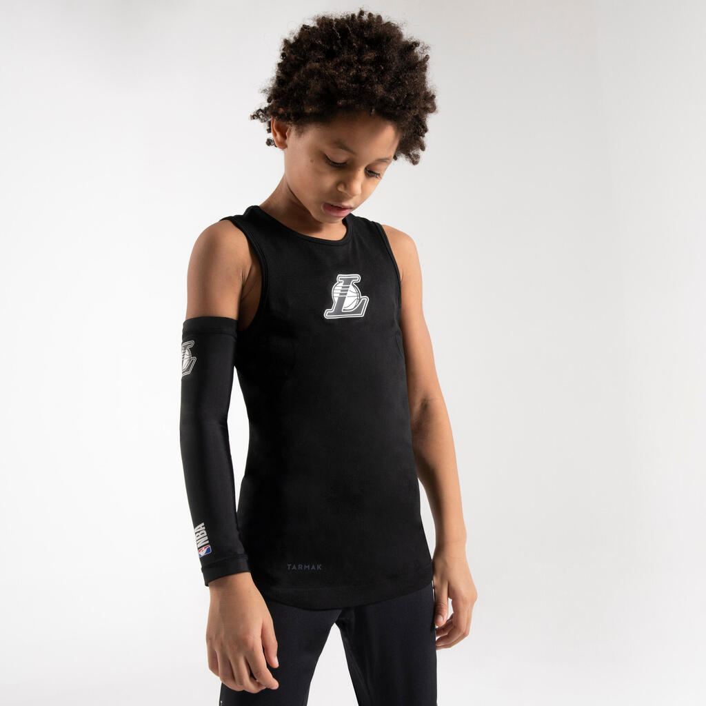 Kids' Slim Fit Basketball Base Layer Top UT500 - Blue/NBA Los Angeles Clippers