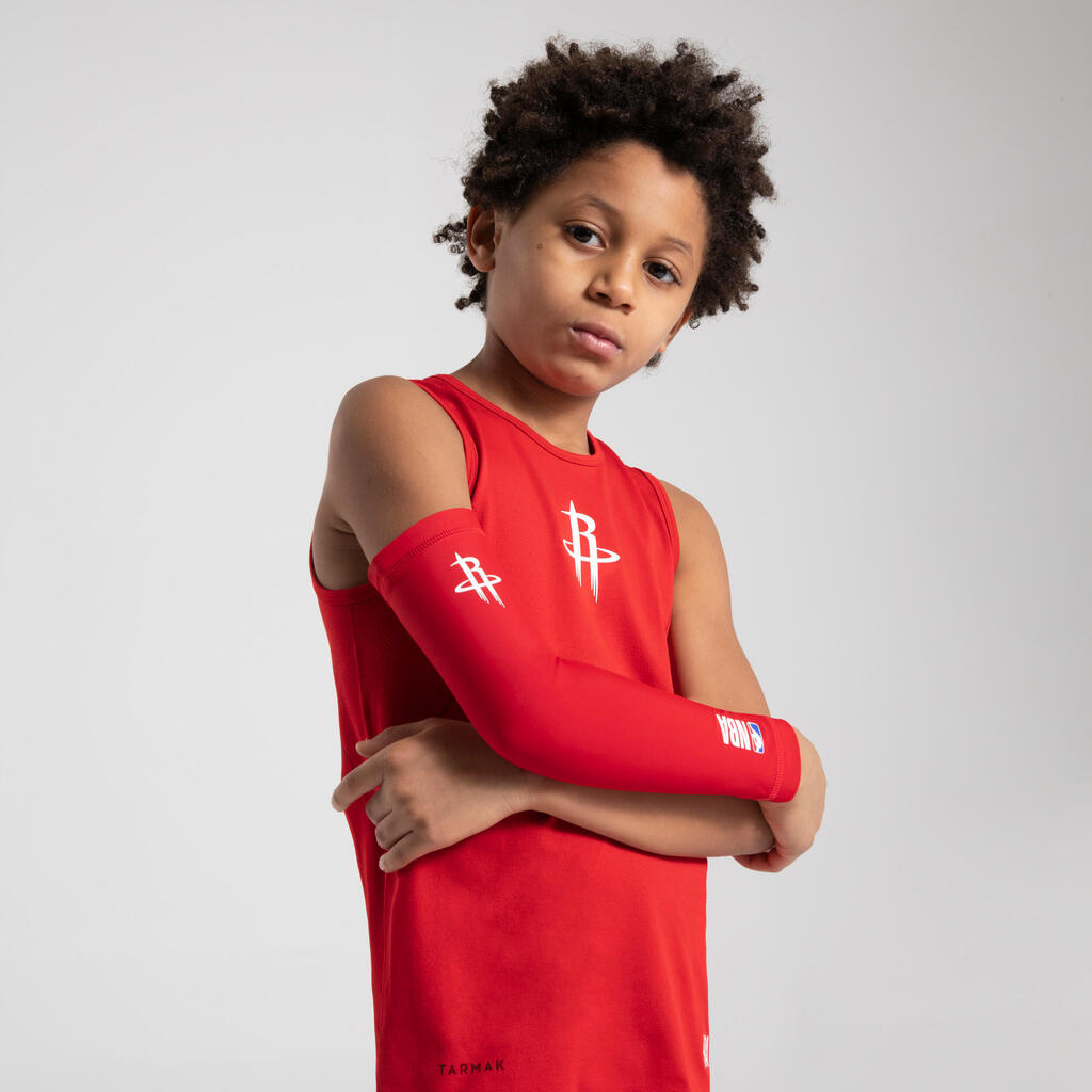 Kids' Basketball Base Layer Top UT500 - Red/NBA Houston Rockets