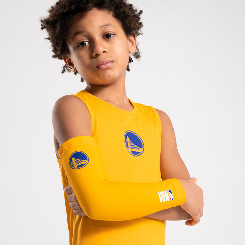 兒童款底層籃球背心UT500 - 黃色／NBA金州勇士隊