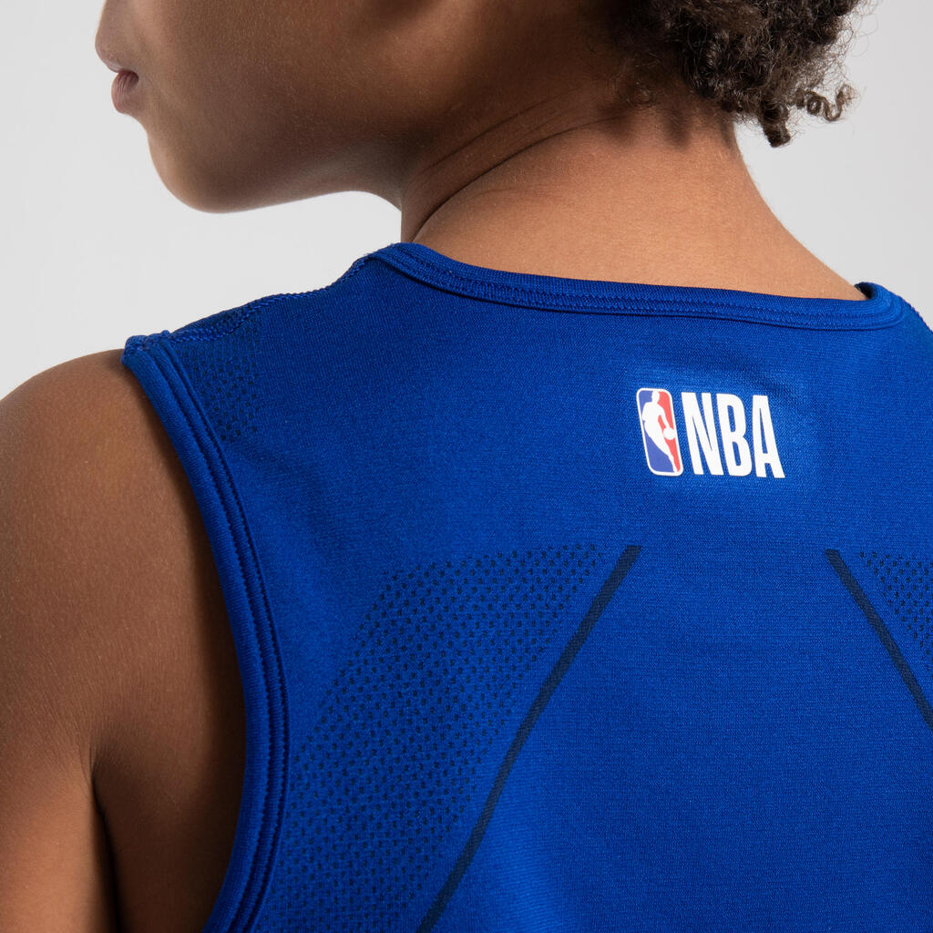 Kids' Slim Fit Basketball Base Layer Top UT500 - Blue/NBA Los Angeles Clippers