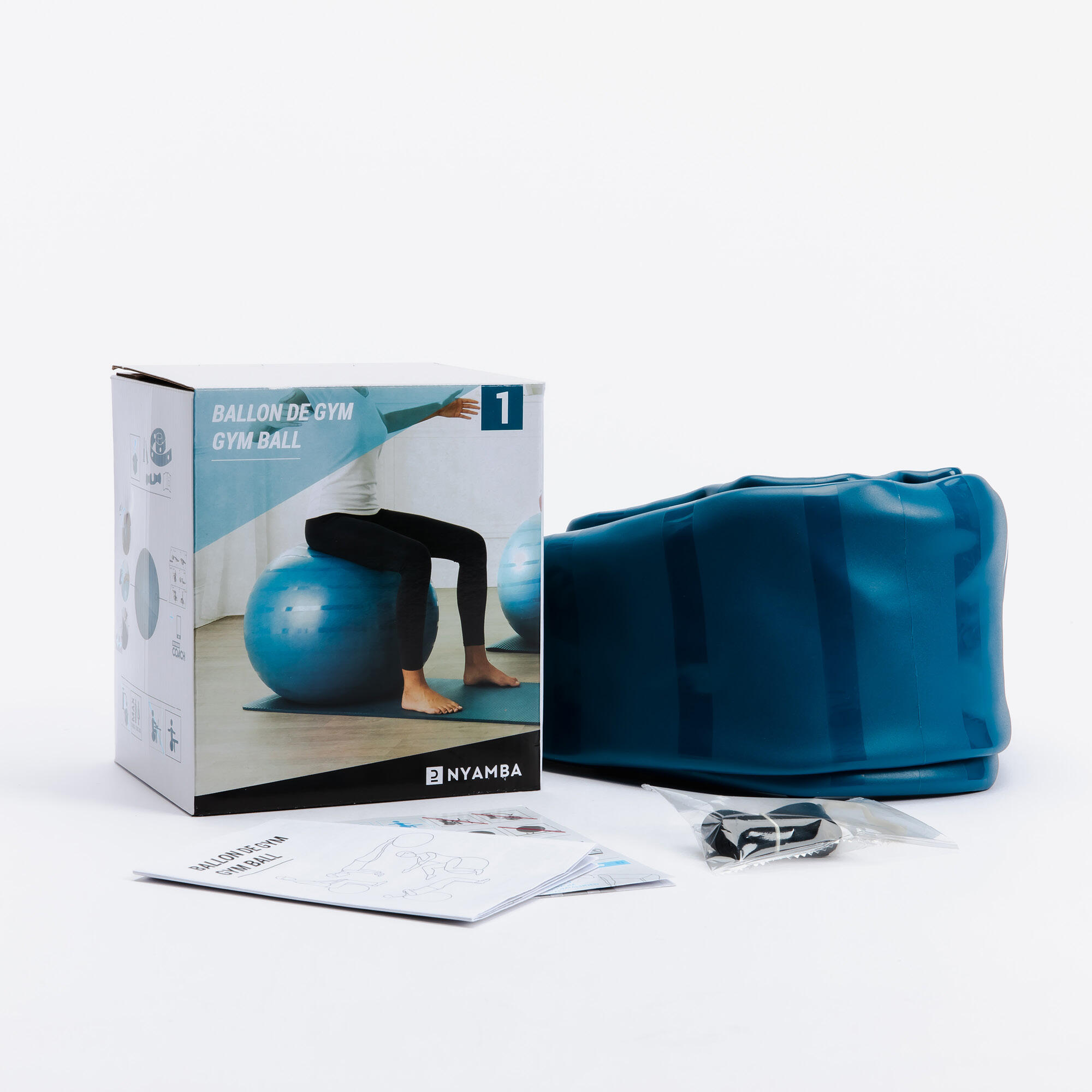 Size 3 (75 cm) Pilates Swiss Ball - Blue - DOMYOS