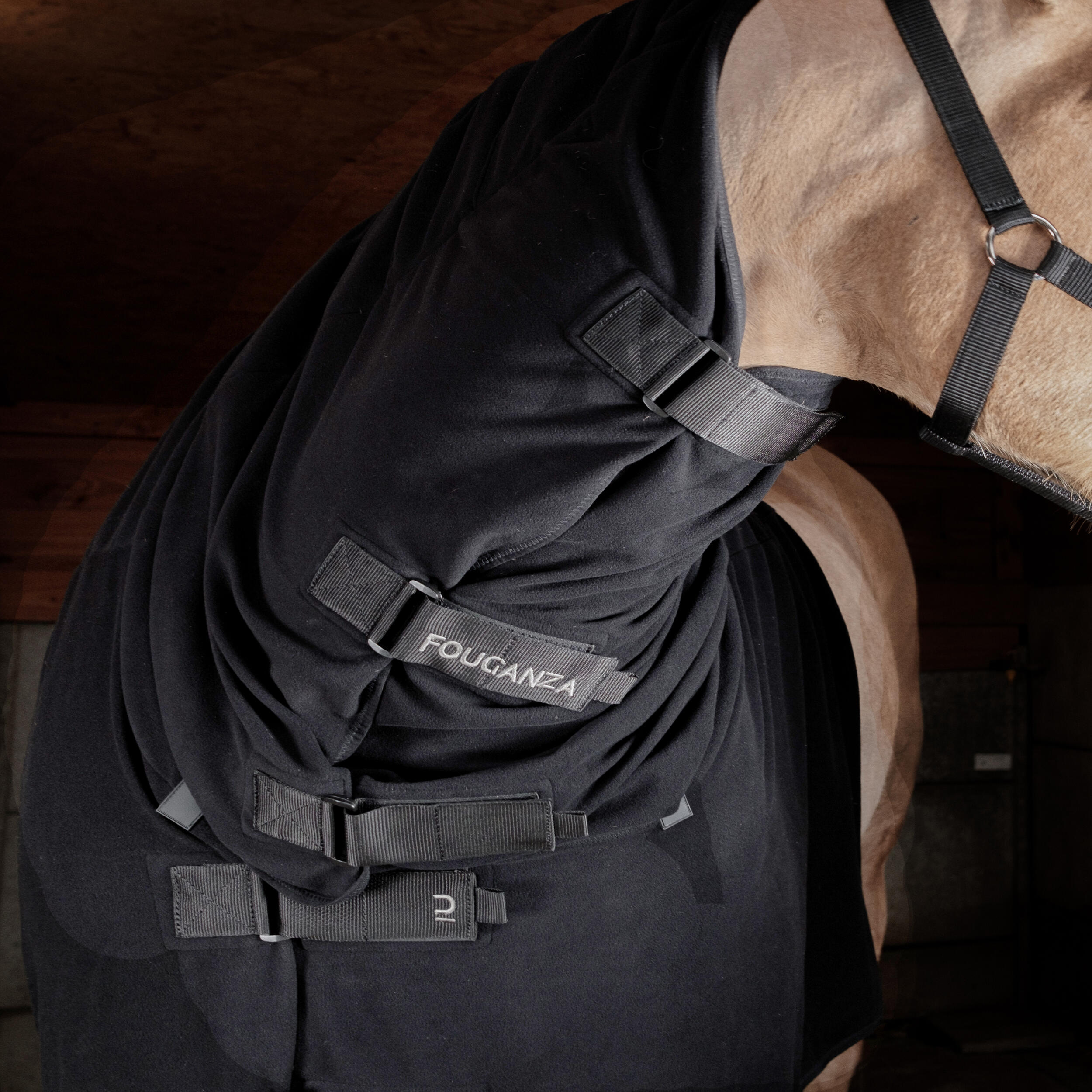 Horse Riding Neck Fleece Cover for Horse & Pony Polar - Black 3/6