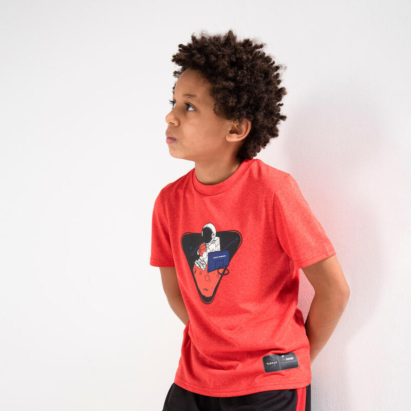 兒童款籃球T恤TS500 NS - 紅色太空人圖案