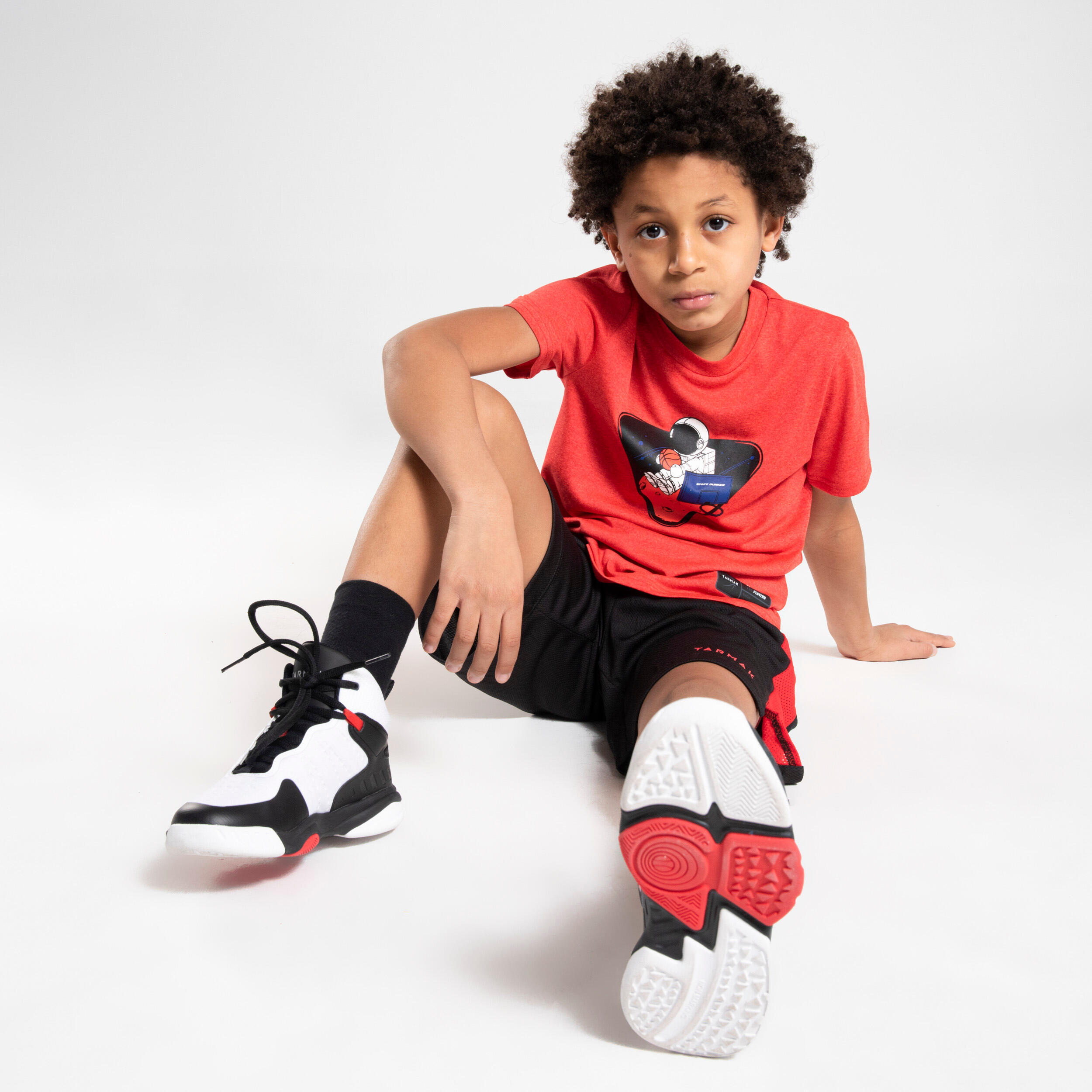 Kids' Intermediate Basketball Shoes SS500H - Black/White 7/8