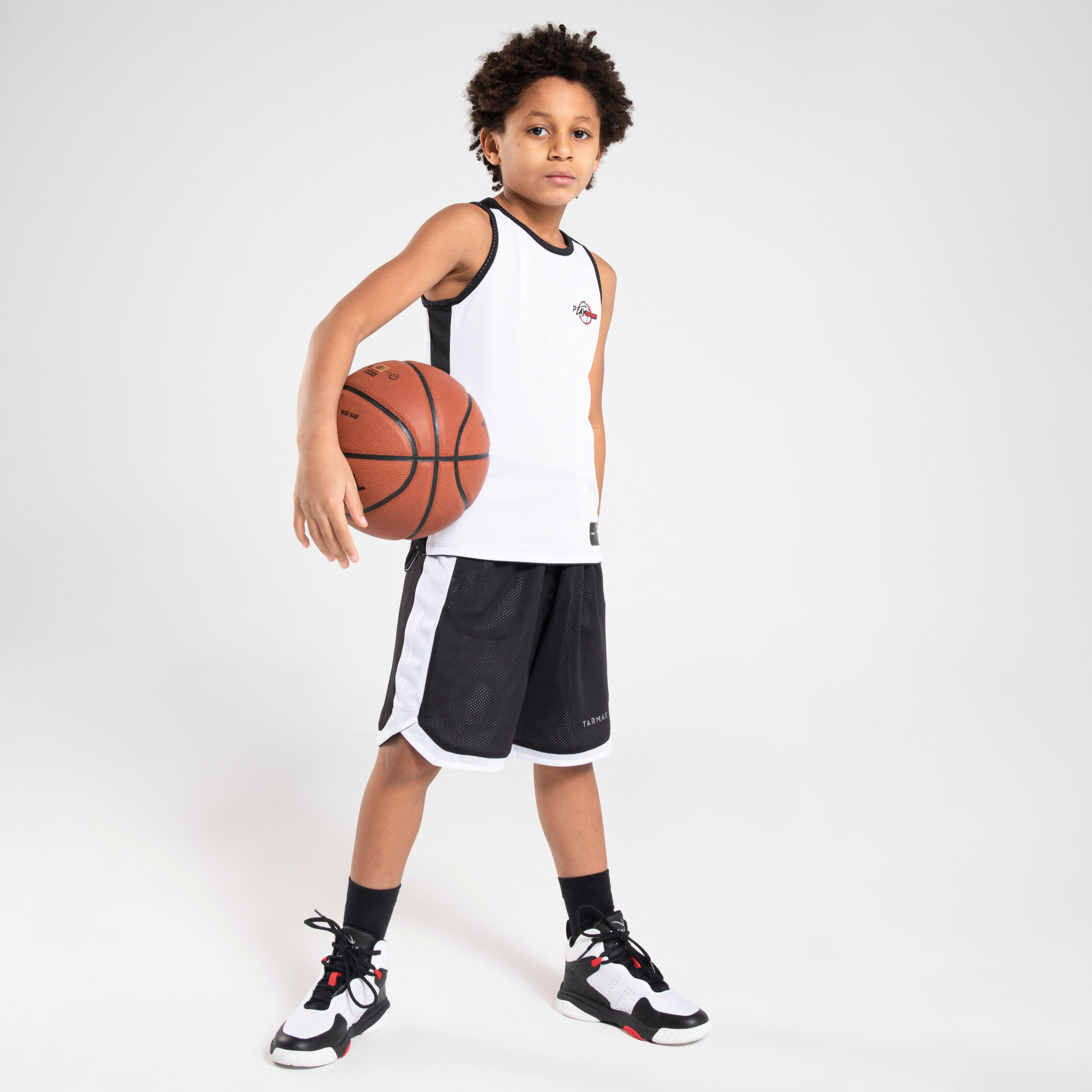 Kids' Intermediate Basketball Shoes SS500H - Black/White 6/8