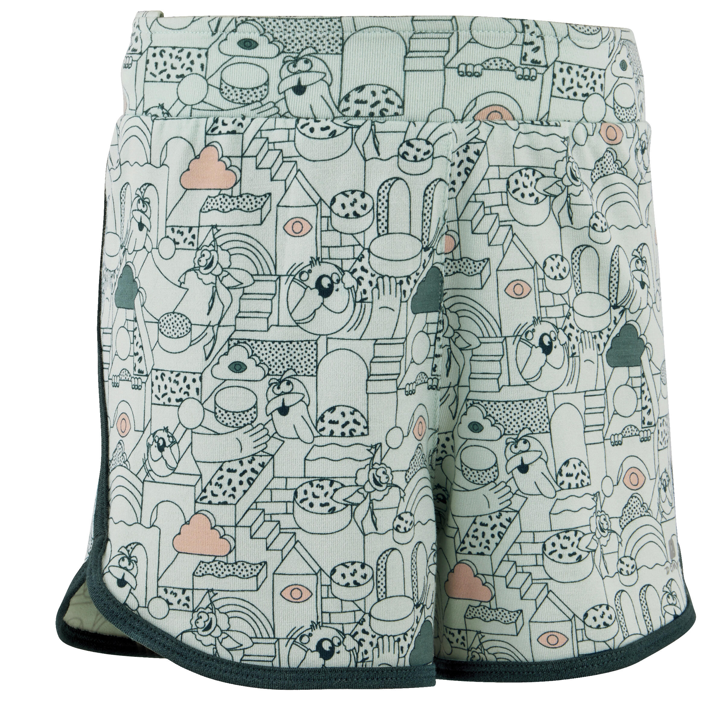 Baby Gym print turquoise breathable adjustable shorts for kids