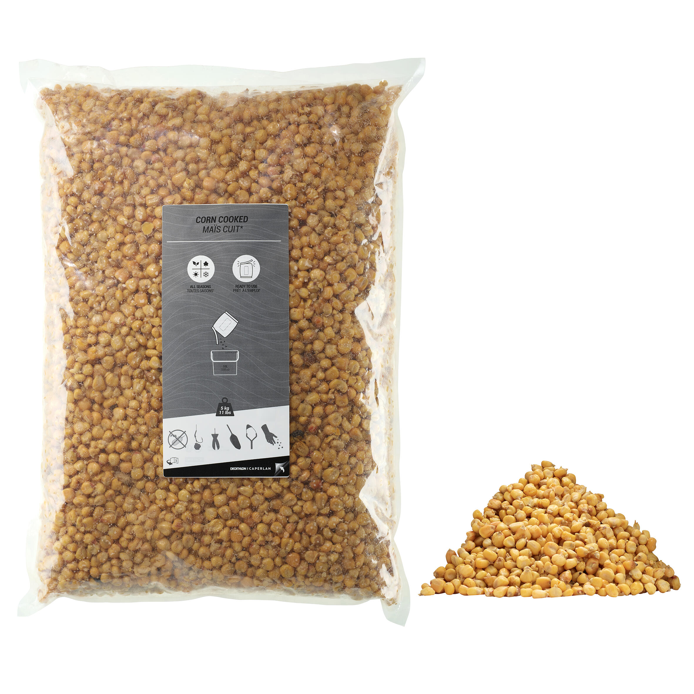 Carp-fishing seeds 5 kg bag of maize (cooked grains) 1/3