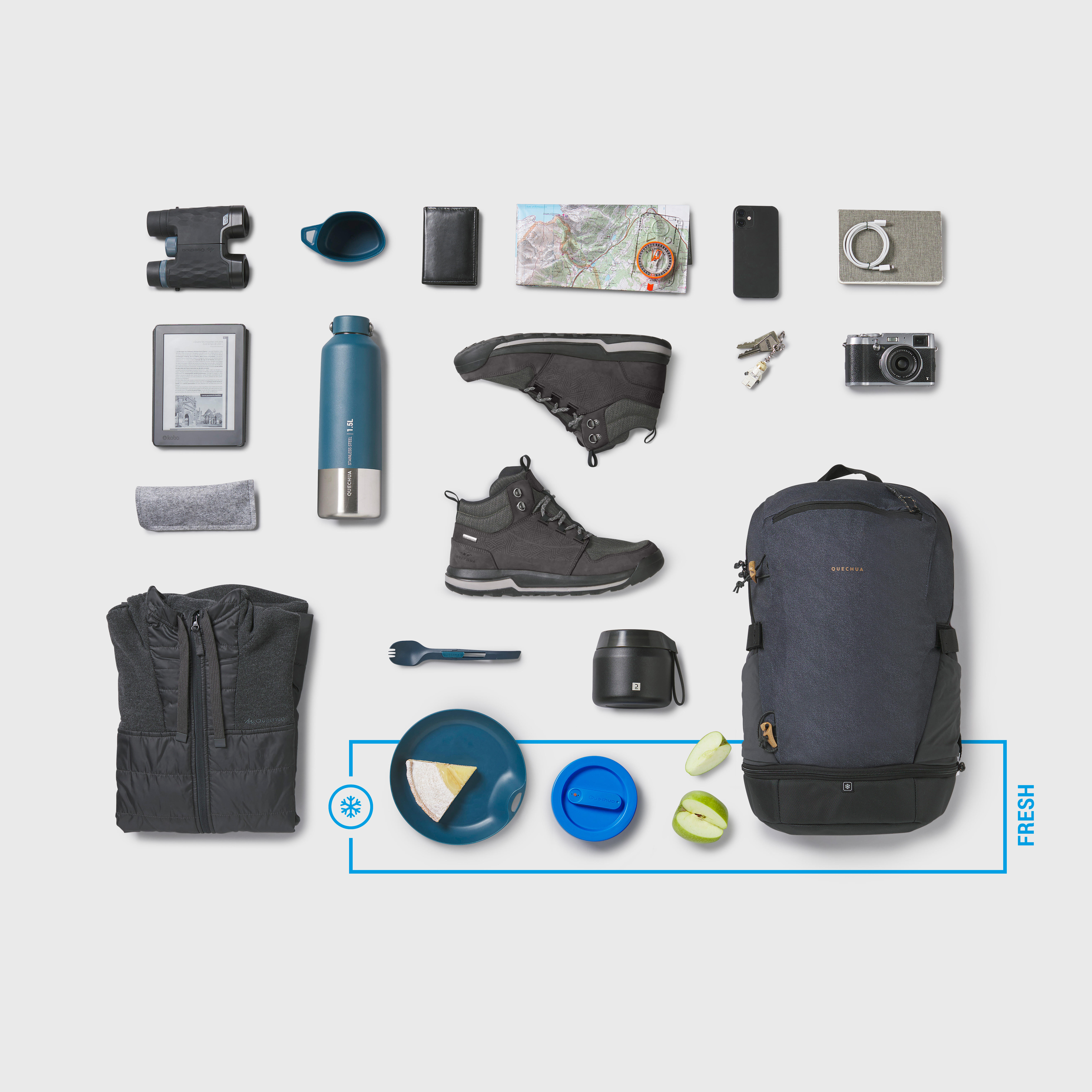 Maleta de montaña y trekking, Quechua NH550 - 20 Litros Negra - Decathlon
