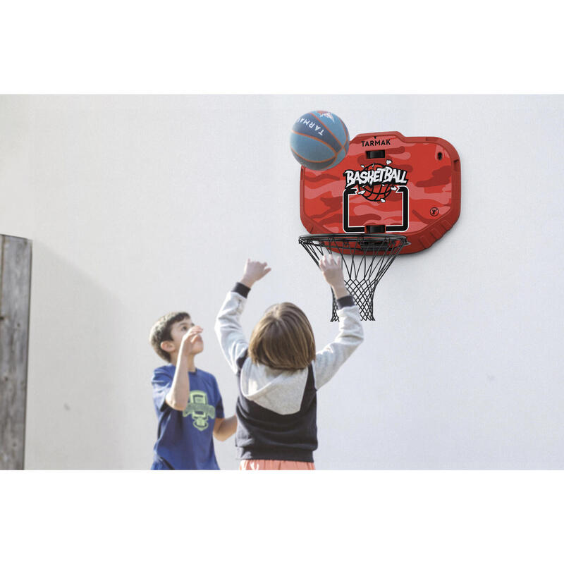 Přenosný basketbalový koš s připevněním na zeď Set K900 červeno-černý