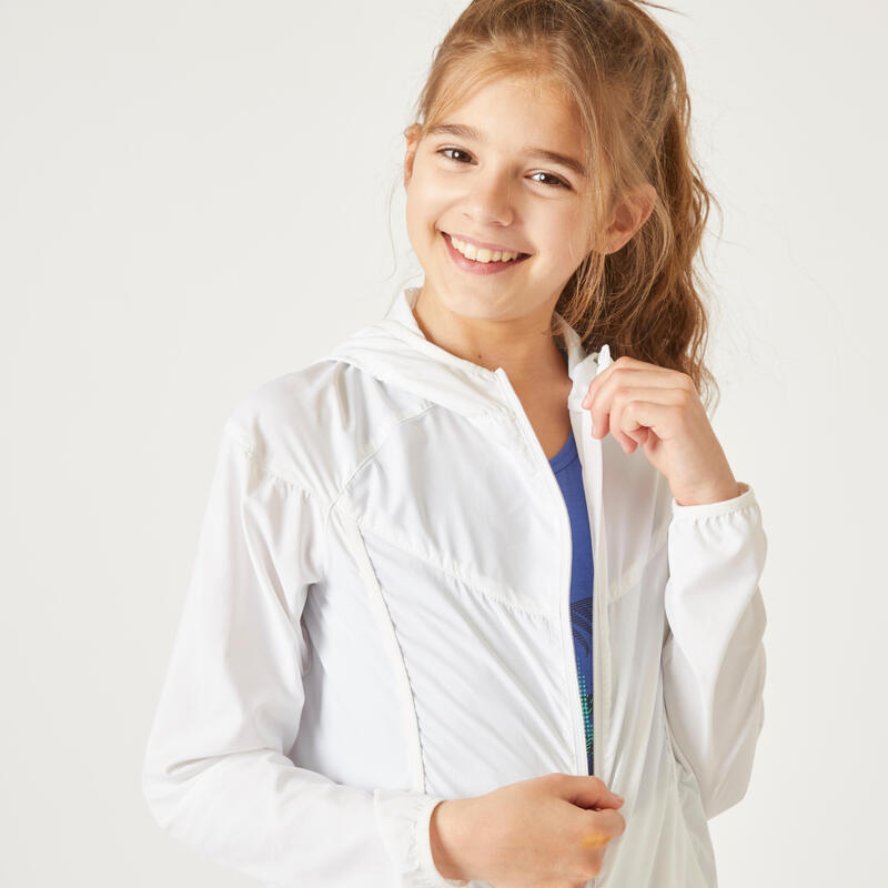 Chaqueta niña y niño ligera ultra light gimnasia infantil transpirable blanca