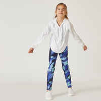 Leggings S500 Gym Synthetik atmungsaktiv Kinder blau mit Print