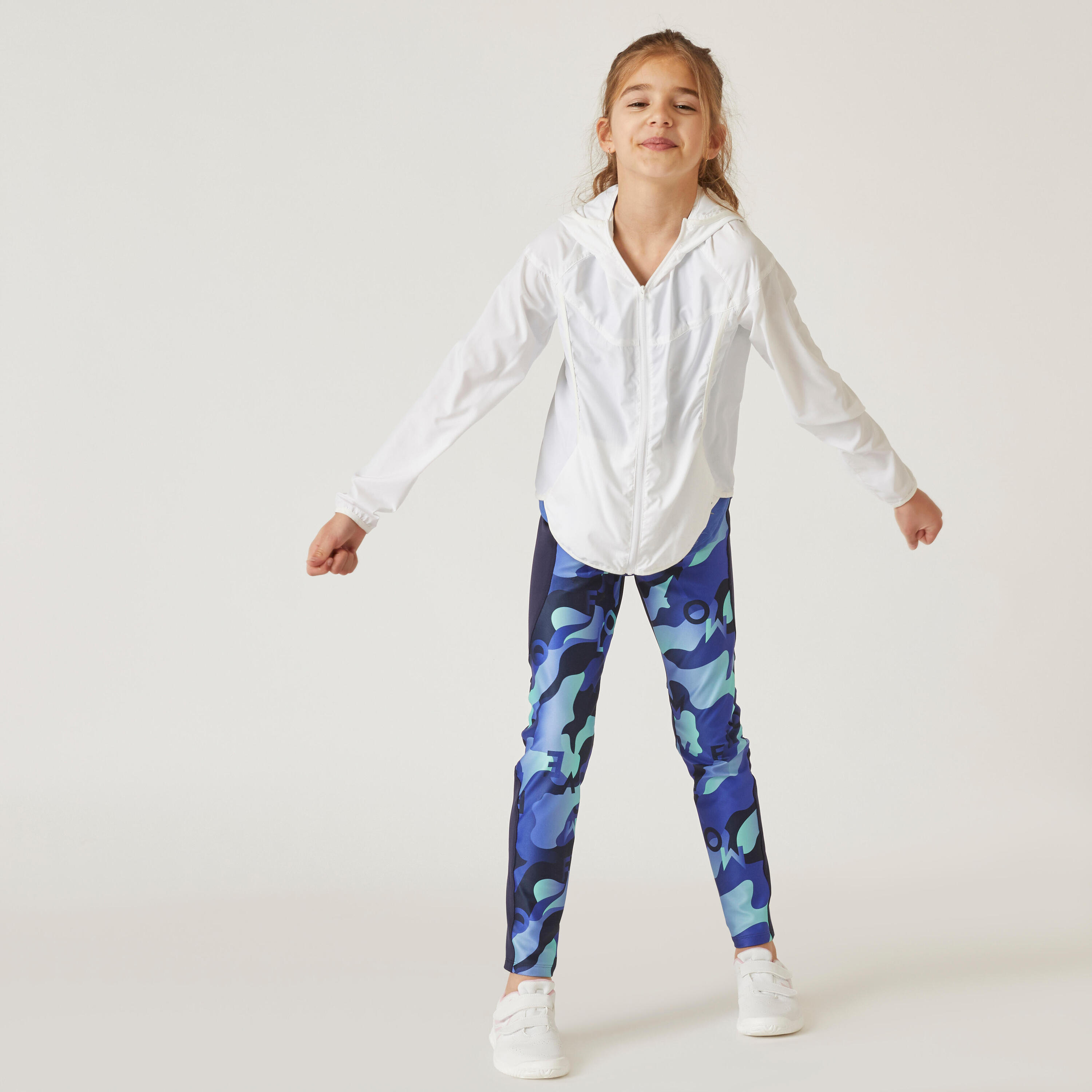 Girls' Synthetic Breathable Leggings - Blue/Print 3/6