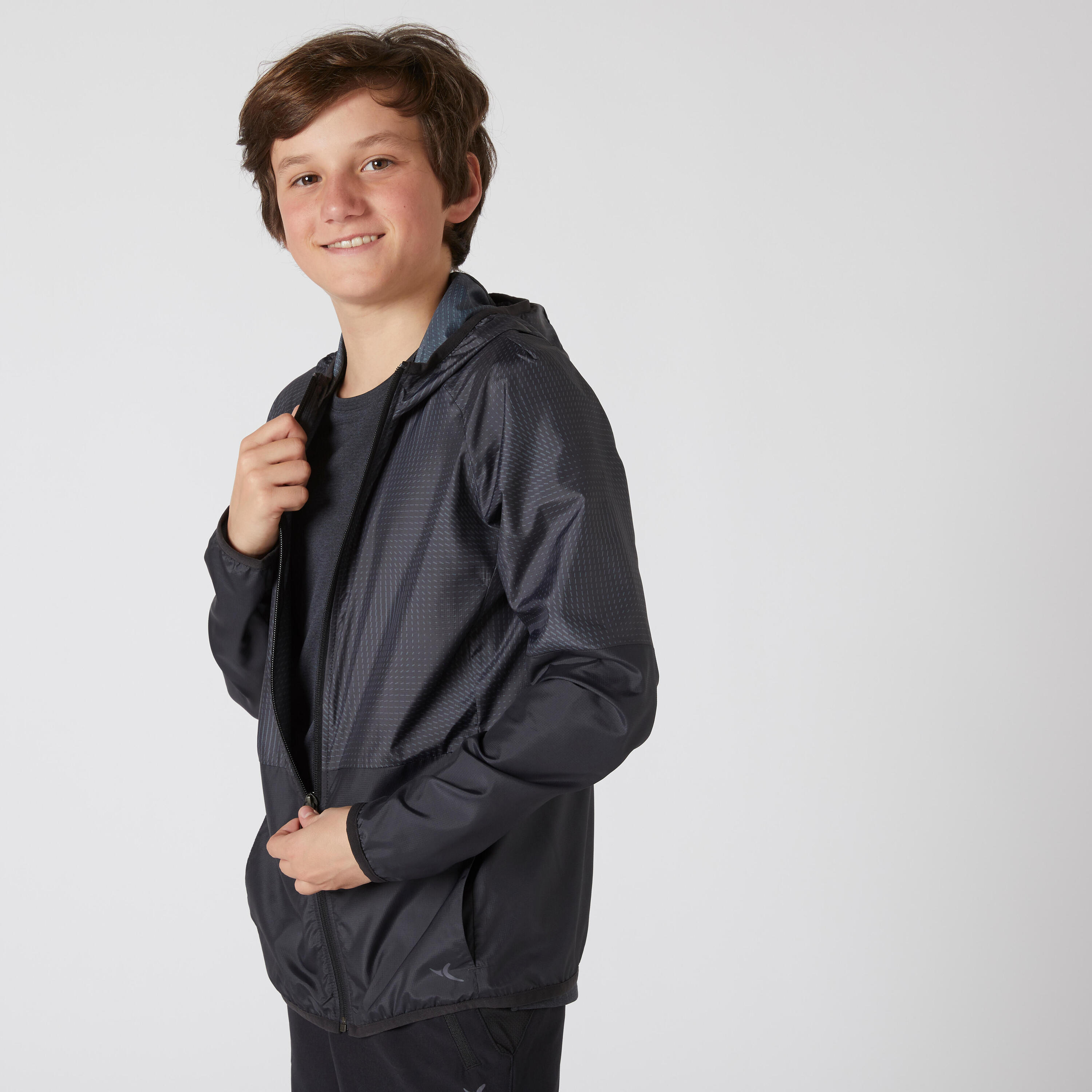 Kids' Ultra-Lightweight Compact Breathable Jacket - Black Print 2/7