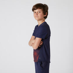 T-shirt enfant synthétique respirant - 500 bleu marine avec imprimé