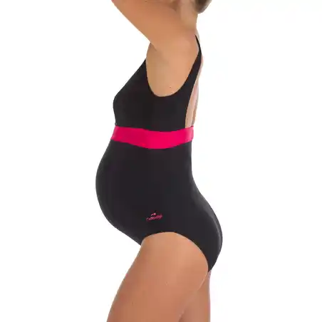 1-piece Maternity Swimsuit  Romane - Black Pink