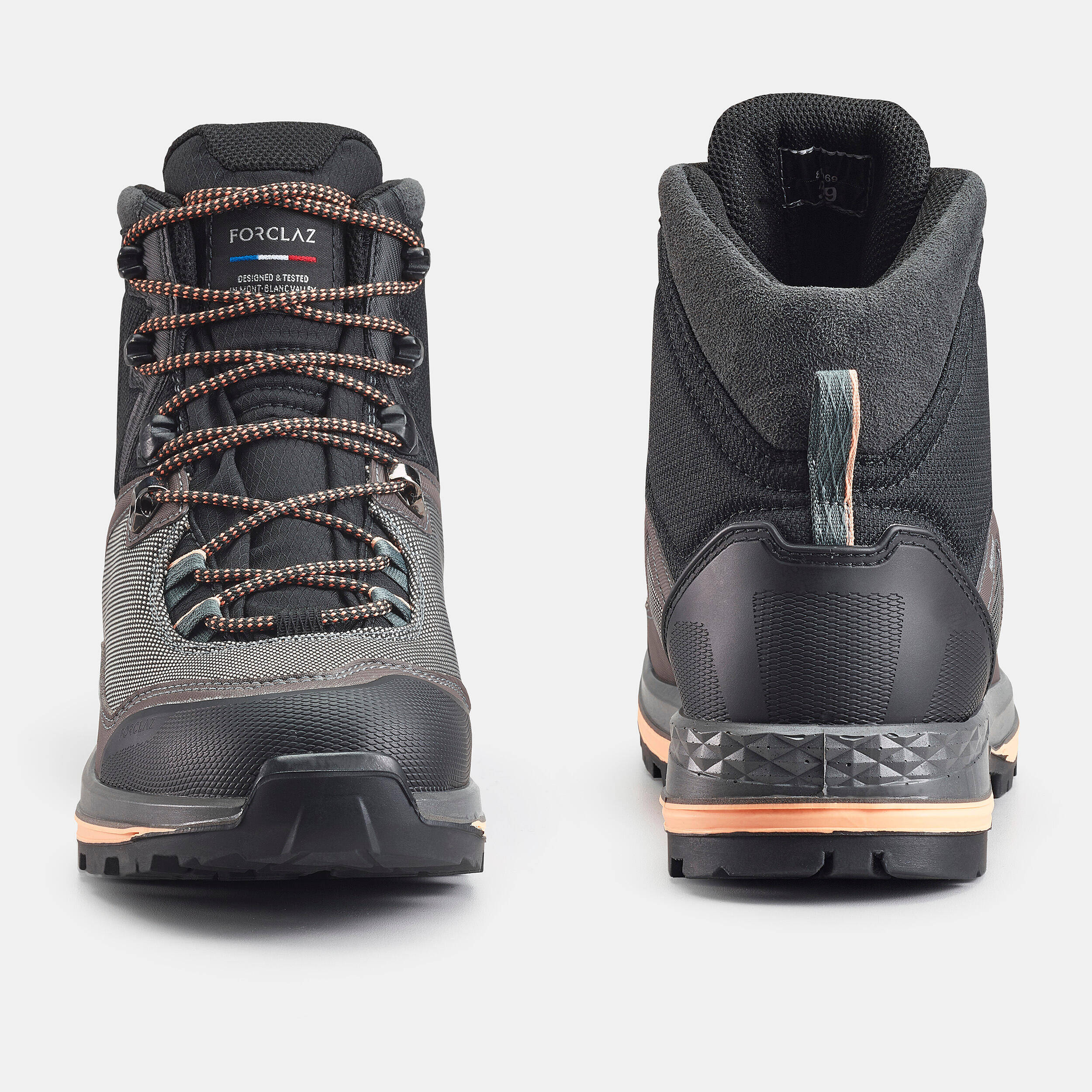 Women Waterproof Leather Trekking Boots MT100 TEX Black -  5