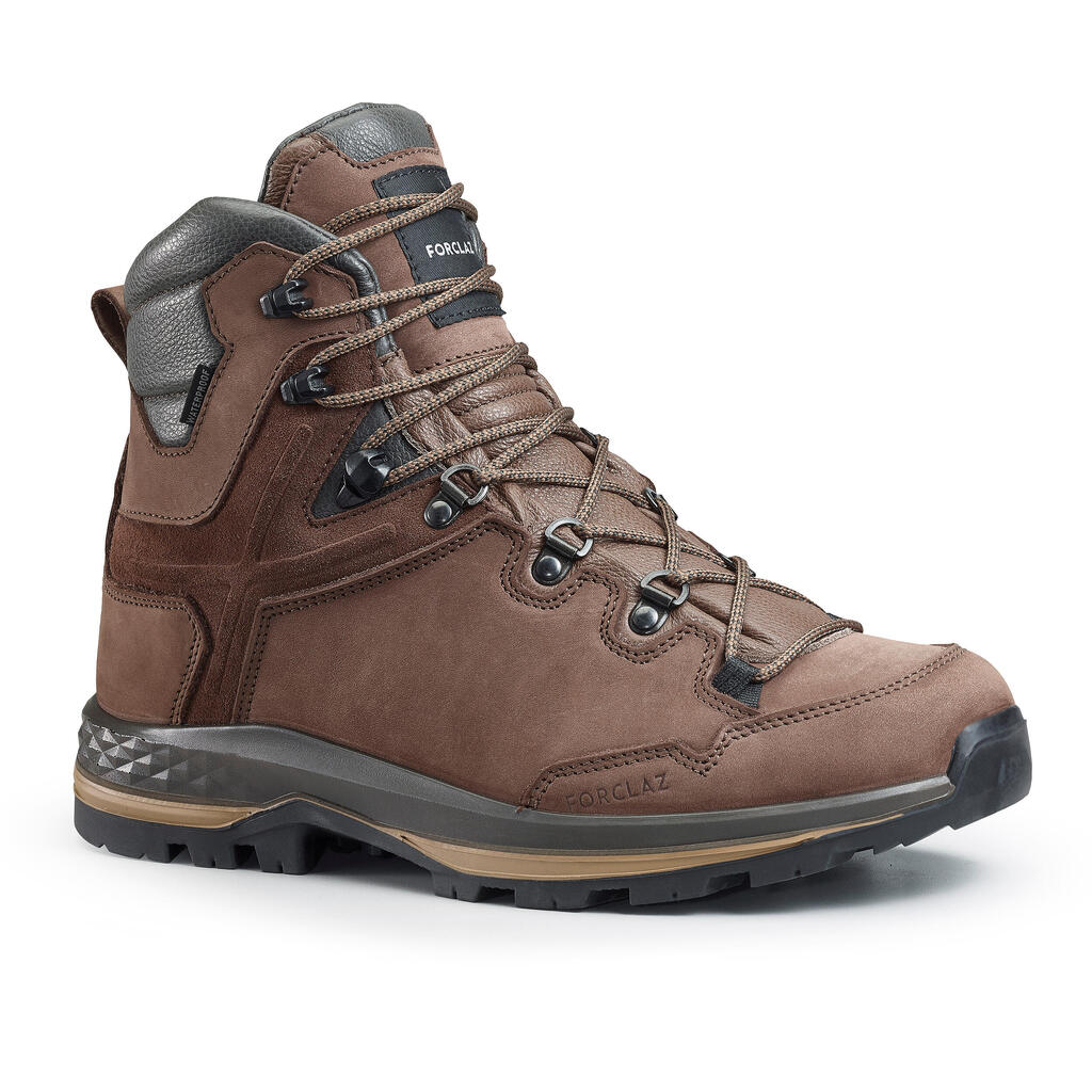 MEN'S WATERPROOF LEATHER HIGH TREKKING BOOTS - MT500