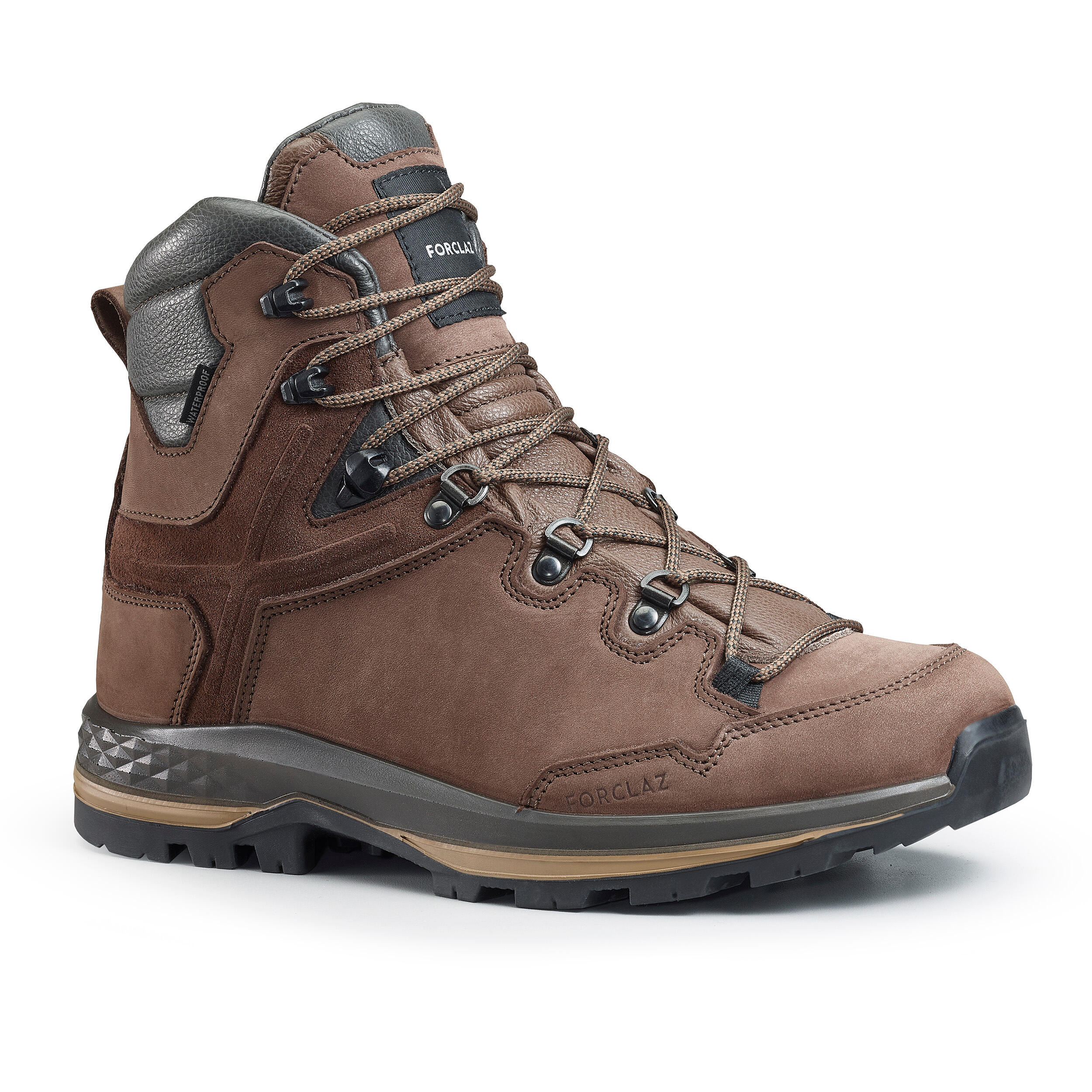 chaussures trekking cuir imperméables - mt500 - homme haute - forclaz