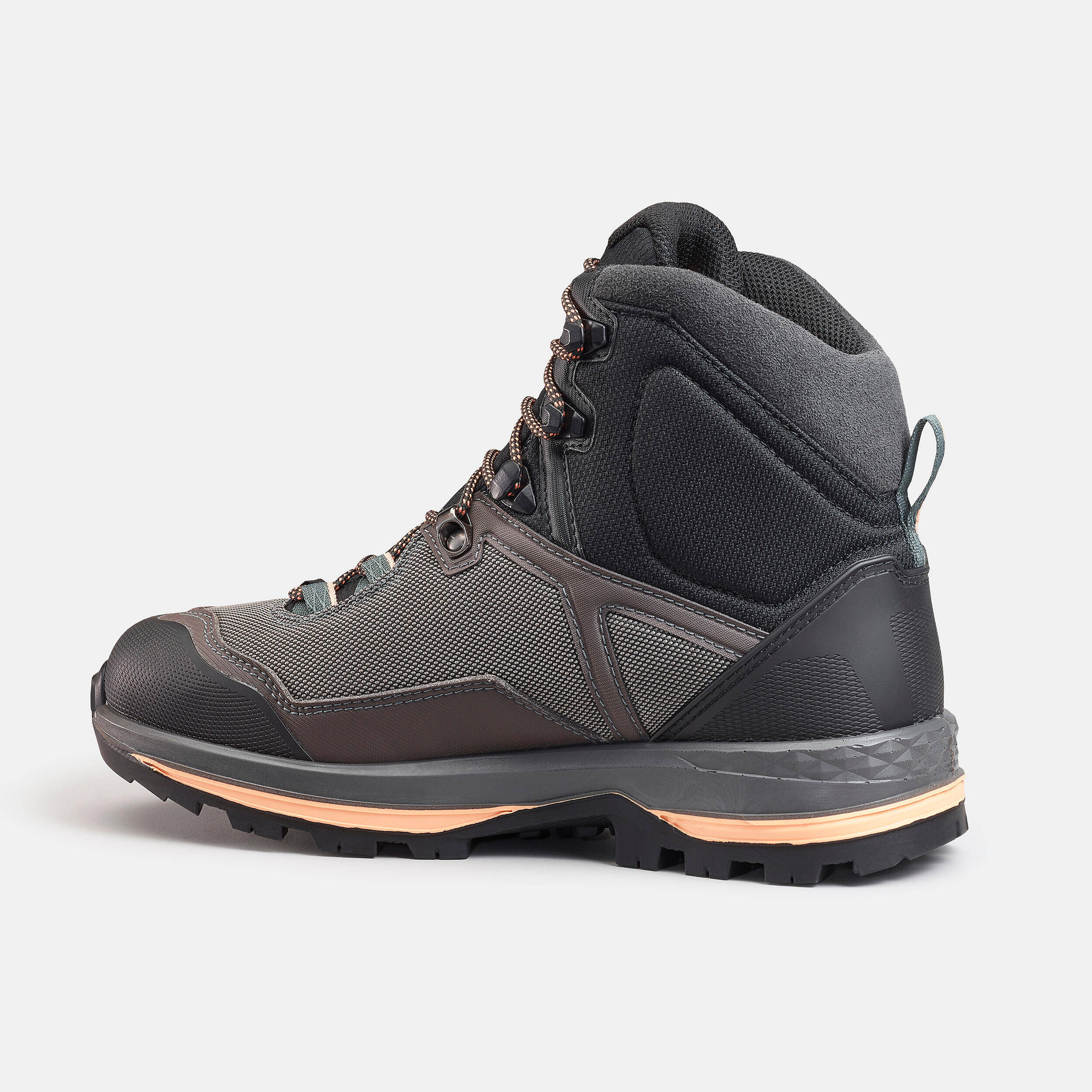 Women Waterproof Leather Trekking Boots MT100 TEX Black -  3