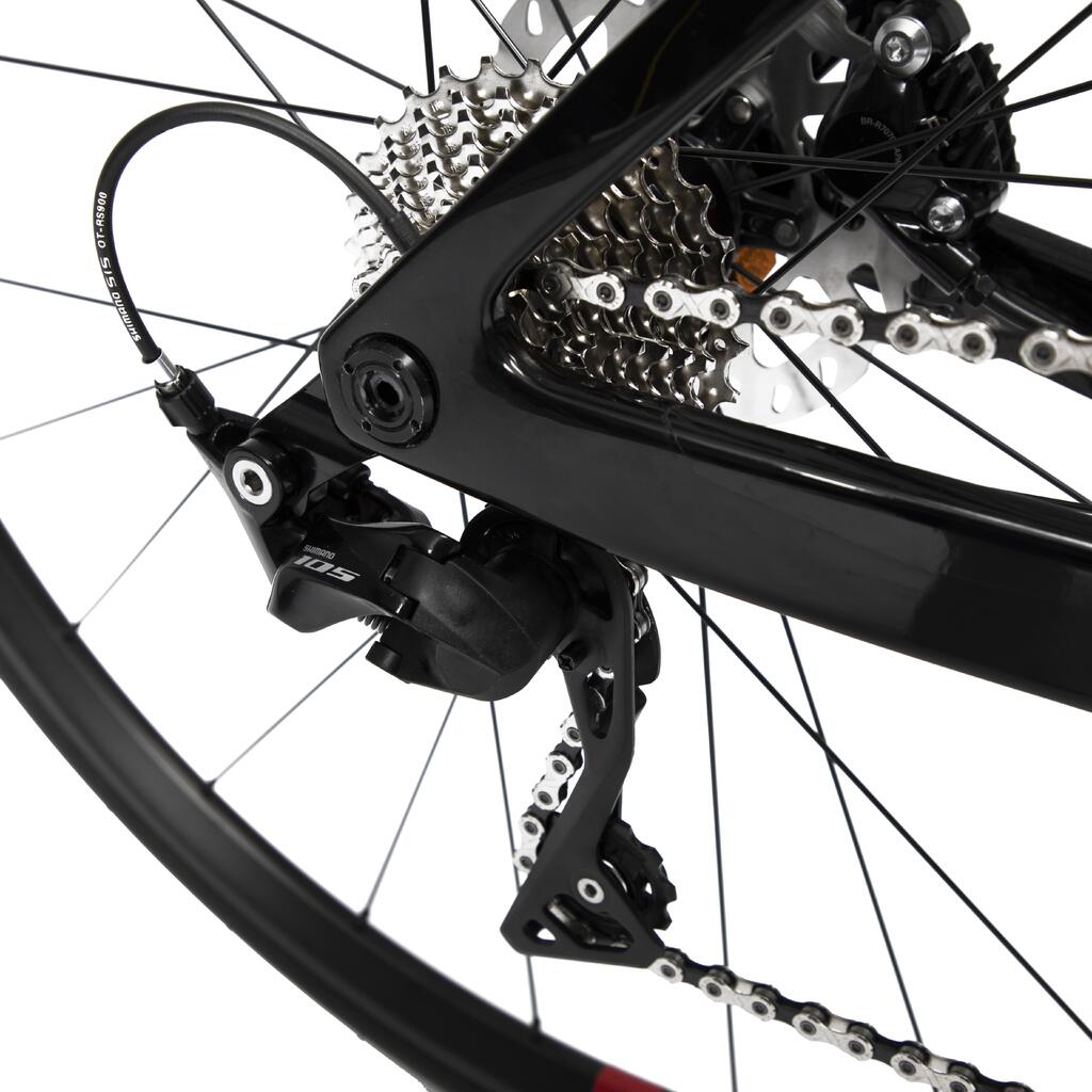 Šosejas velosipēds “EDR 105 CF”, ar disku bremzēm, melns