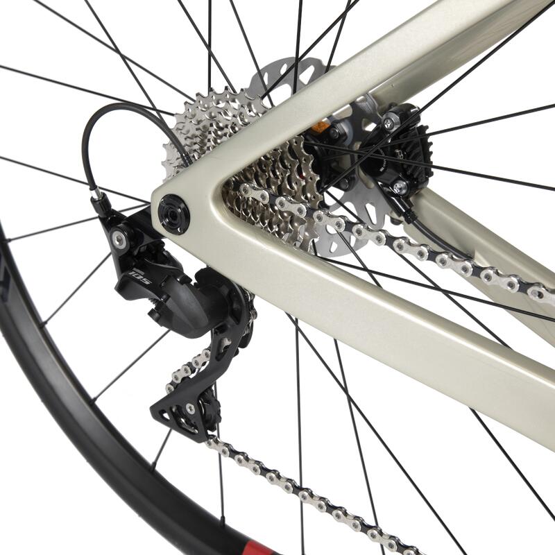 Bicicletă șosea EDR CF Shimano 105 carbon bej damă