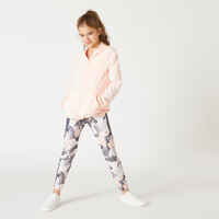 Girls' Breathable Synthetic Leggings - Grey/Pink/Print