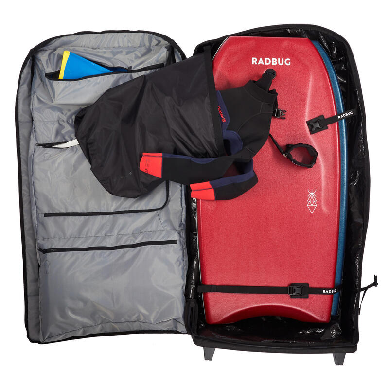 Husă tip troller cu roți bodyboard surf trip bag 900 Negru
