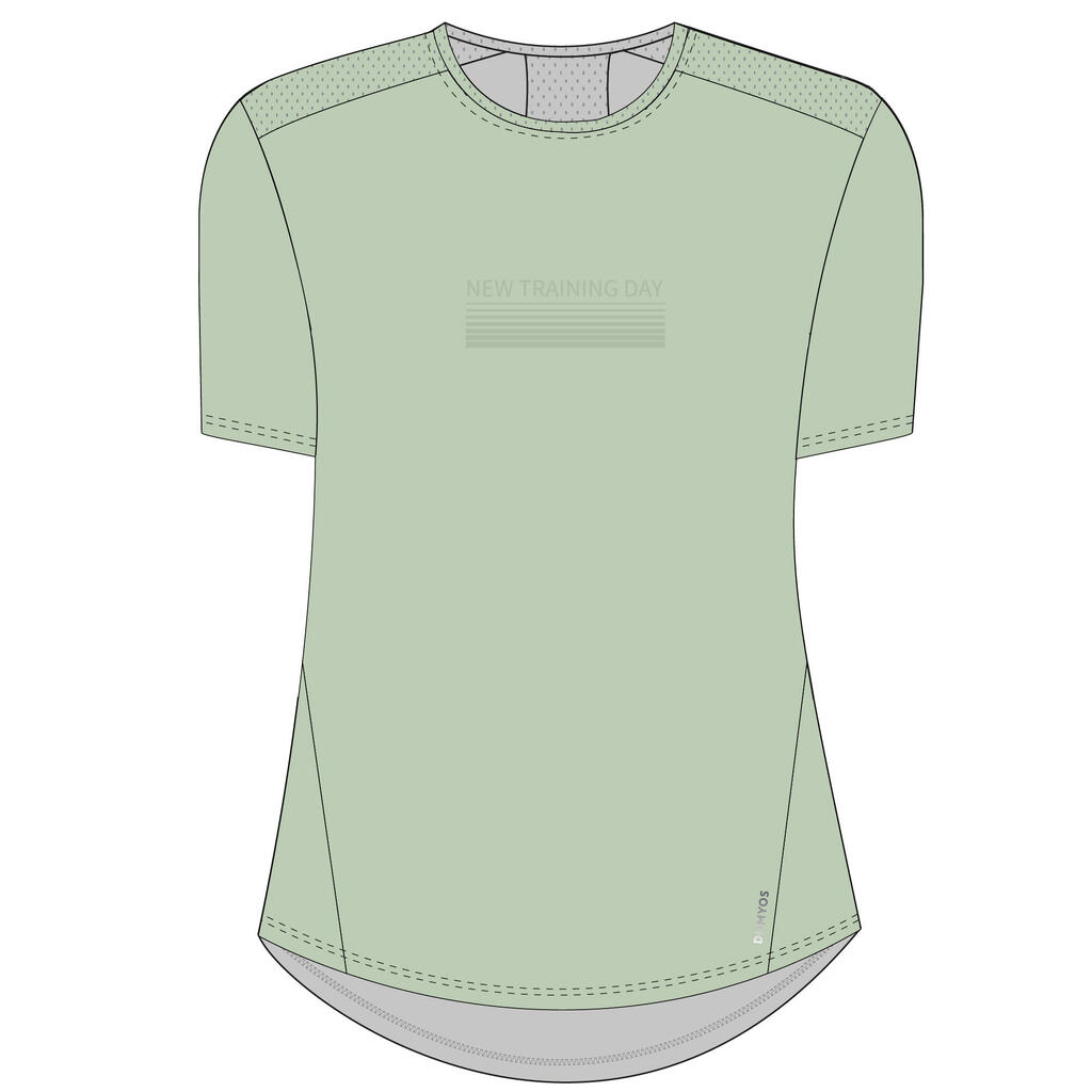 T-Shirt Damen tailliert Fitness Cardio - grün
