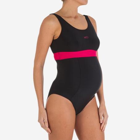 Maillot De Bain Grossesse De Natation 1 Piece Romane Noir Rose Decathlon