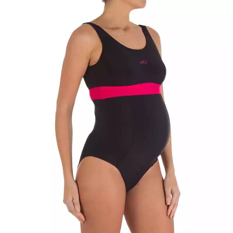 1-piece Maternity Swimsuit  Romane - Black Pink