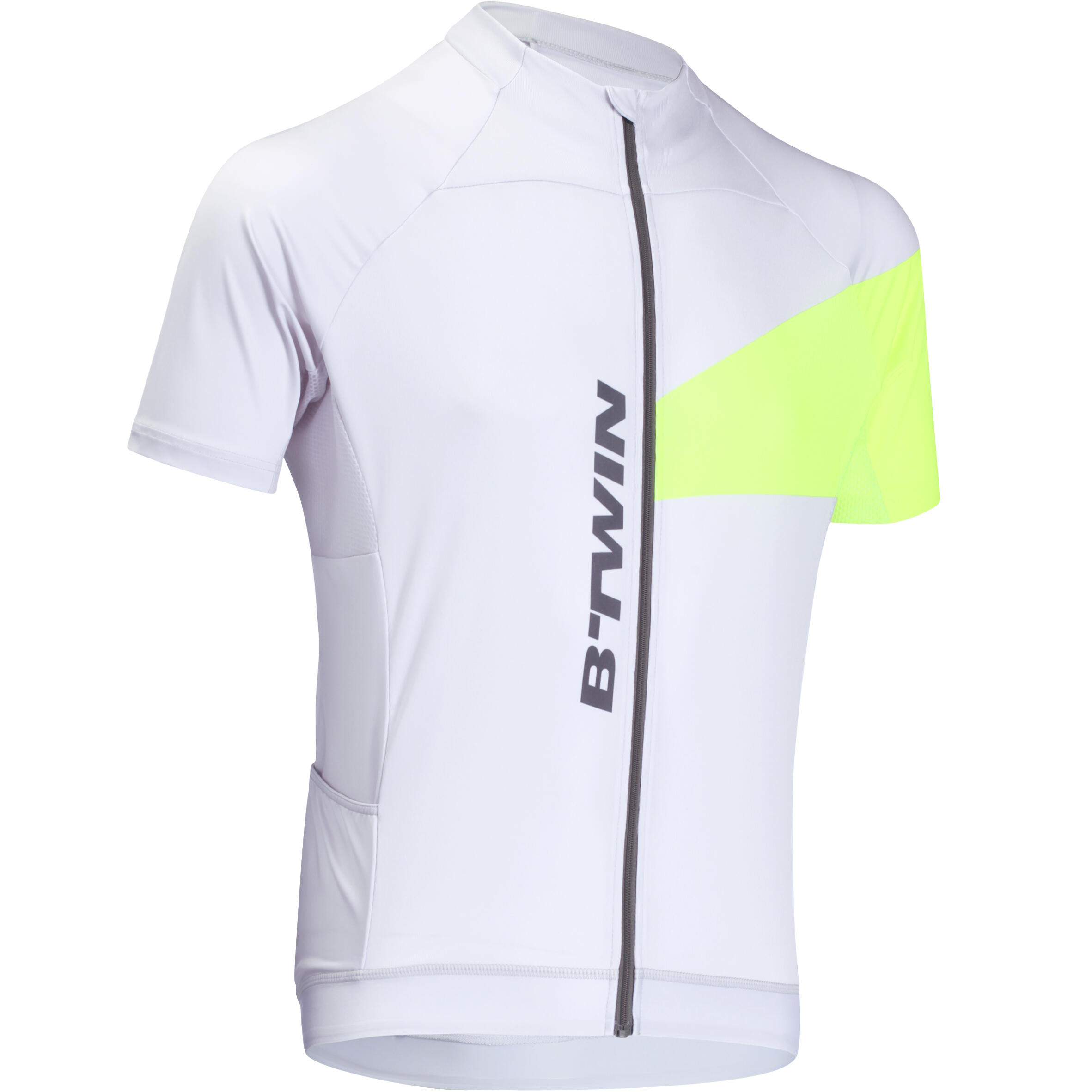 BTWIN 700 Short-Sleeved Cycling Jersey - Grey/Yellow